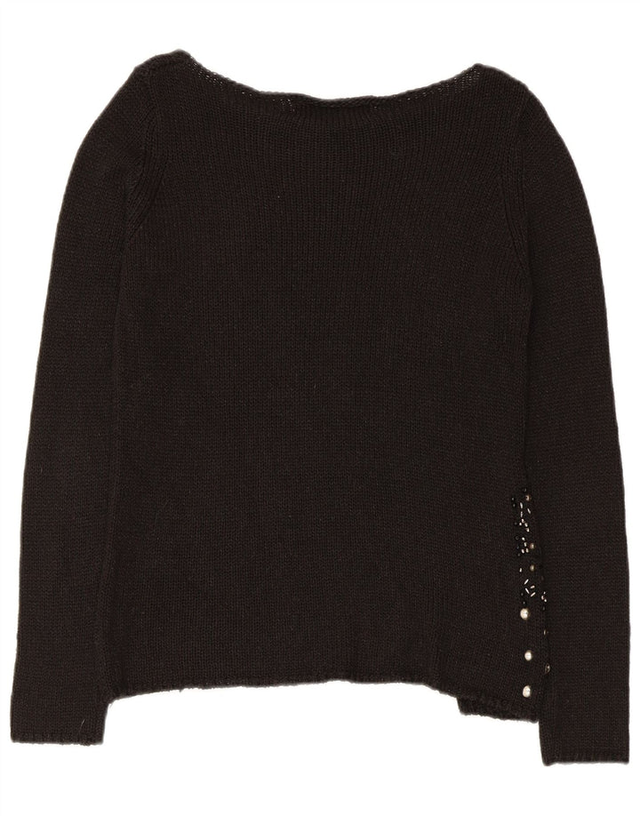 Maglione maglione con scollo a barca da donna Zara UK 12 medio nero