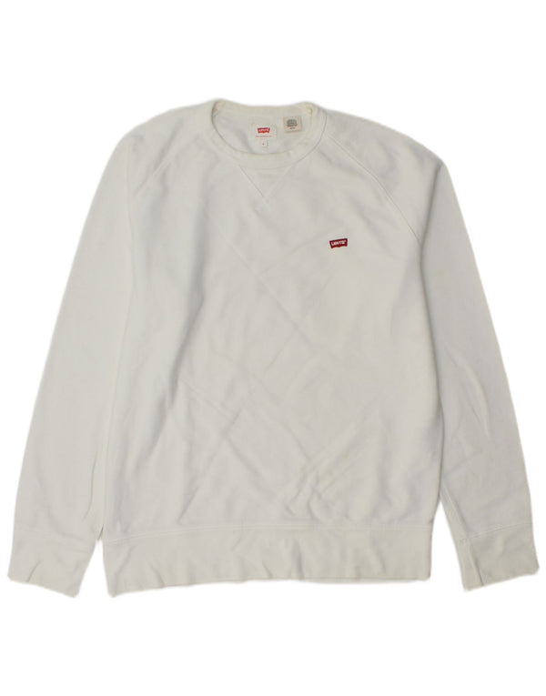Levi's Uomo Felpa Maglione Piccolo Cotone Bianco