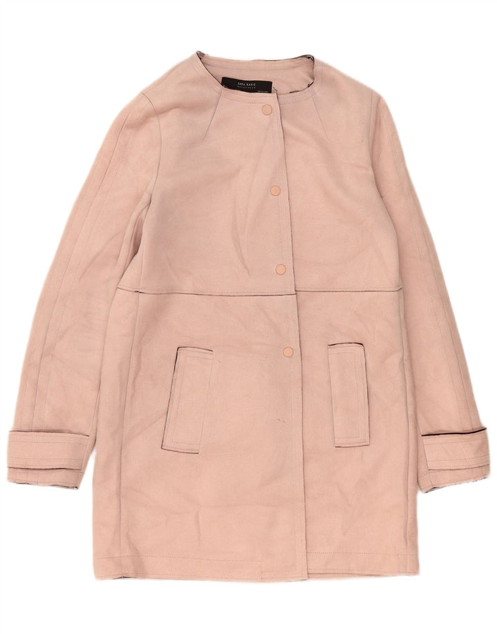 Soprabito da donna Zara in finta pelle scamosciata UK 14 poliestere rosa medio