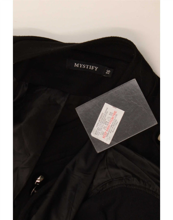 Giacca blazer vintage da donna UK 16 grande nera poliestere