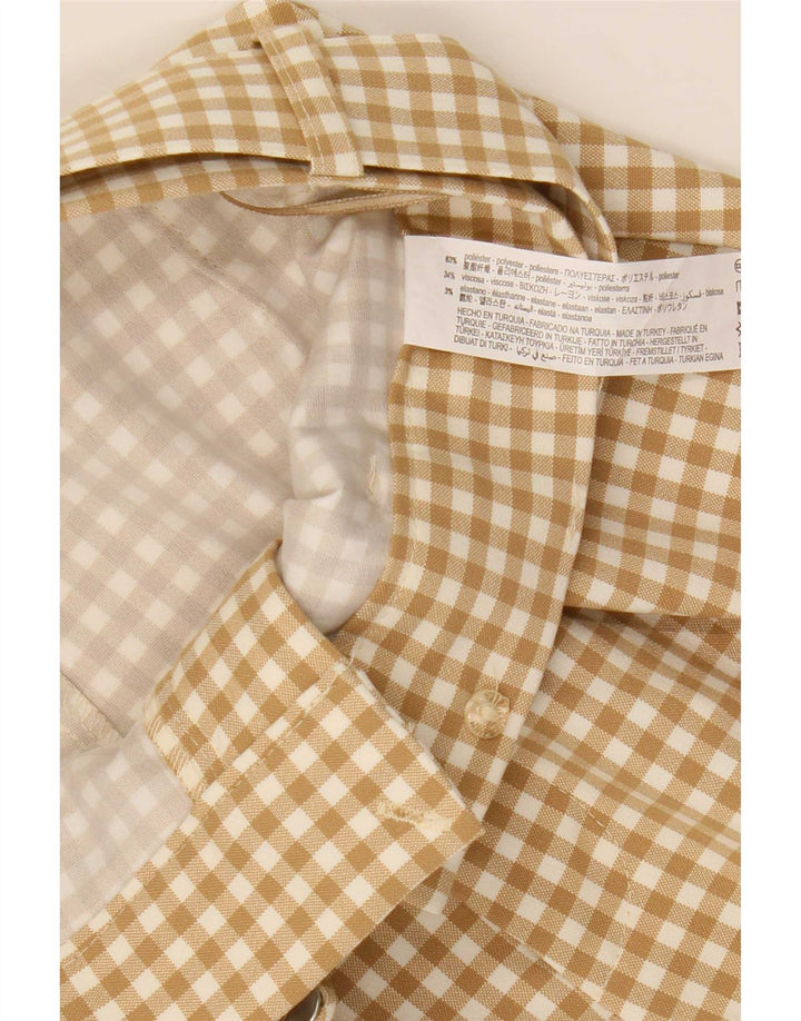 Pantaloni caldi a vita alta da donna Zara piccoli W26 poliestere a quadretti beige