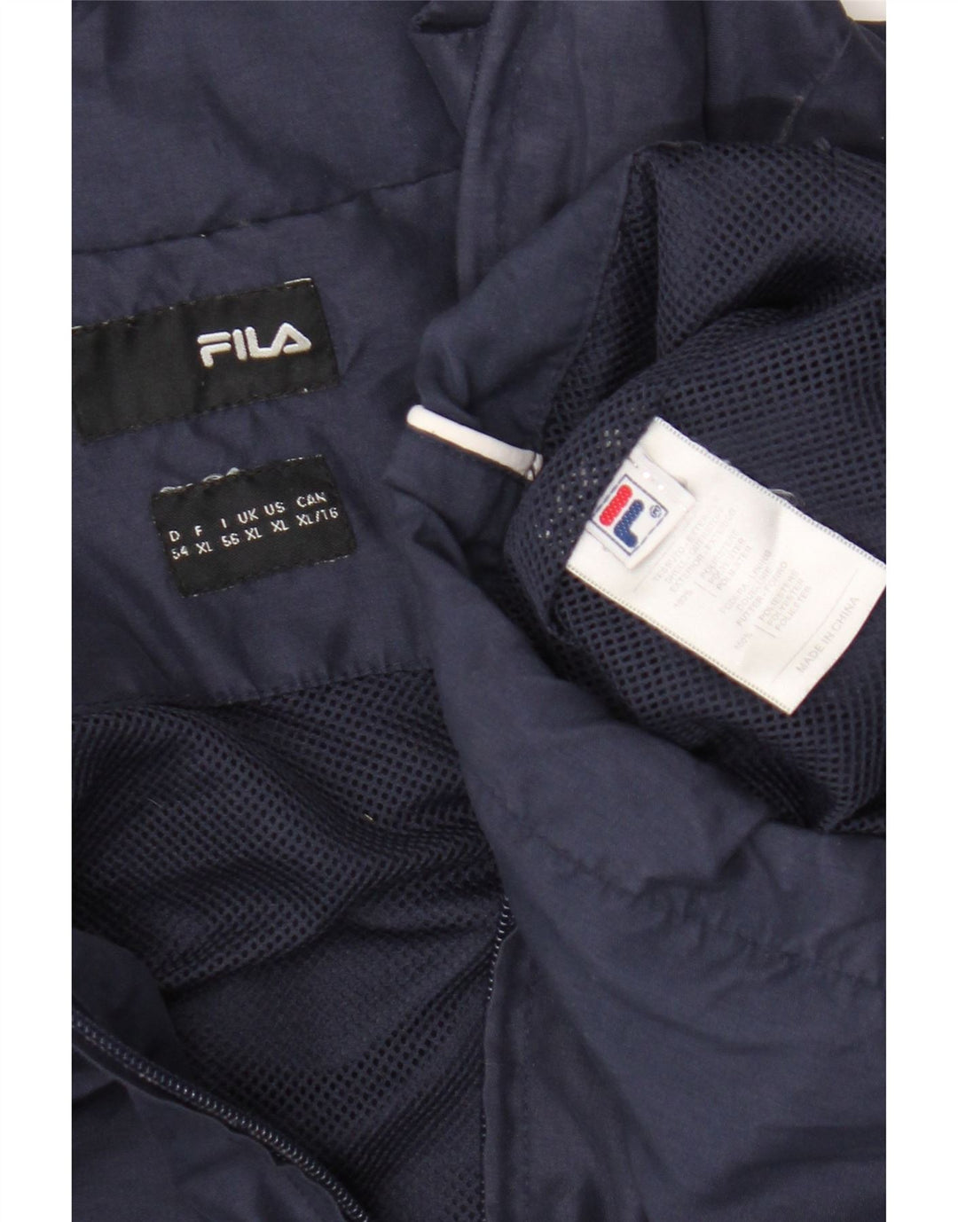 Giacca antipioggia grafica da uomo Fila UK 42 XL Poliestere a righe blu navy