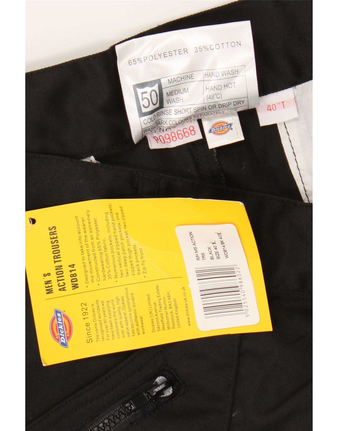 Pantaloni cargo dritti da uomo Dickies W40 L30 poliestere nero