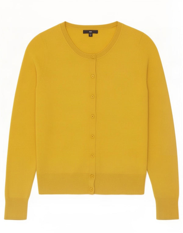 Maglione cardigan corto da donna Gap UK 10 piccolo cotone giallo