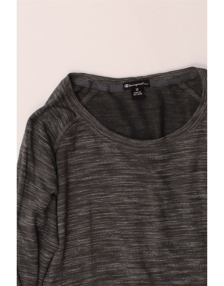 CHAMPION Mens Top Long Sleeve Medium Grey Pinstripe Rayon Vintage Champion and Second-Hand Champion from Messina Hembry 