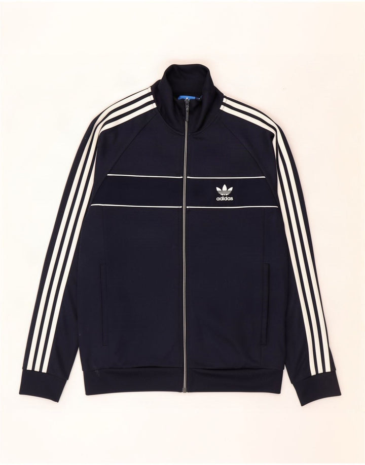 Giacca da ginnastica da uomo Adidas, giacca media, in cotone blu navy