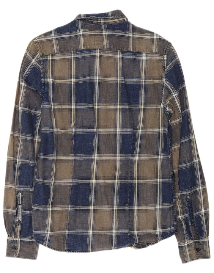 Camicia da uomo in flanella slim a quadri indaco Wrangler, piccolo check blu navy