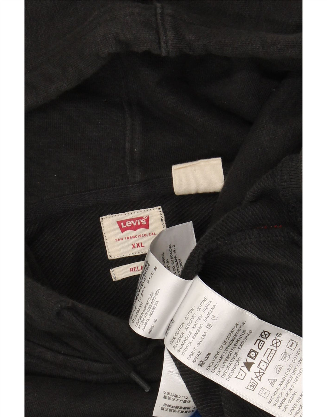 Maglione con cappuccio grafico rilassato da uomo LEVI'S 2XL cotone nero