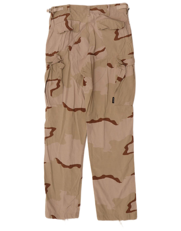 Pantaloni cargo dritti da uomo vintage piccoli W30 L30 mimetici beige