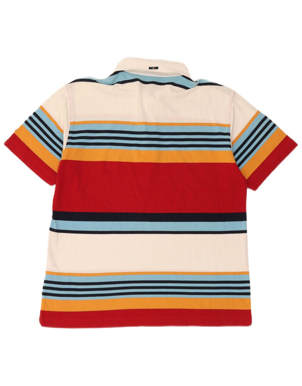 NAVIGARE Mens Polo Shirt Large Multicoloured Striped Cotton