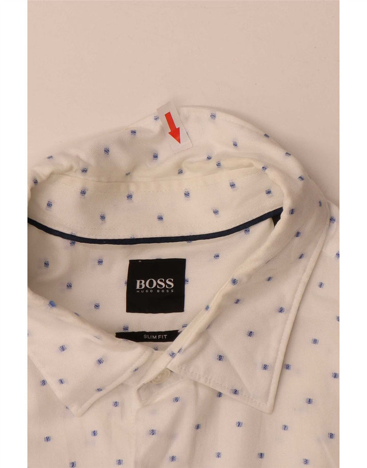 Camicia slim fit da uomo Hugo Boss, cotone maculato bianco grande