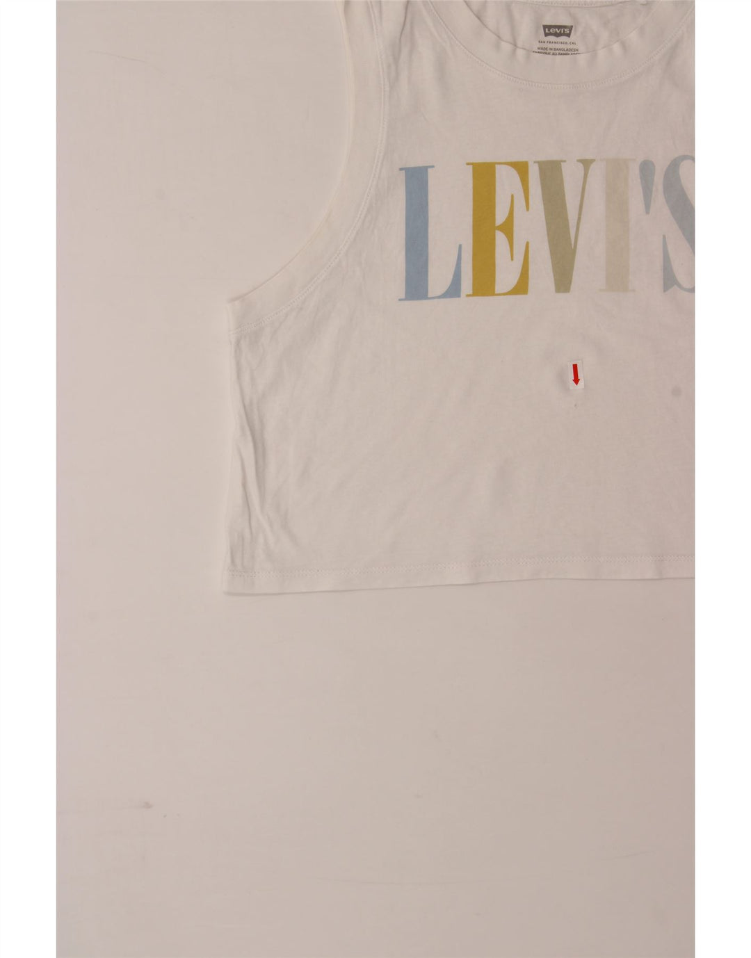 LEVI'S Womens Oversized Crop Graphic Vest Top UK 6 XS White Cotton Vintage Levi's and Second-Hand Levi's from Messina Hembry 