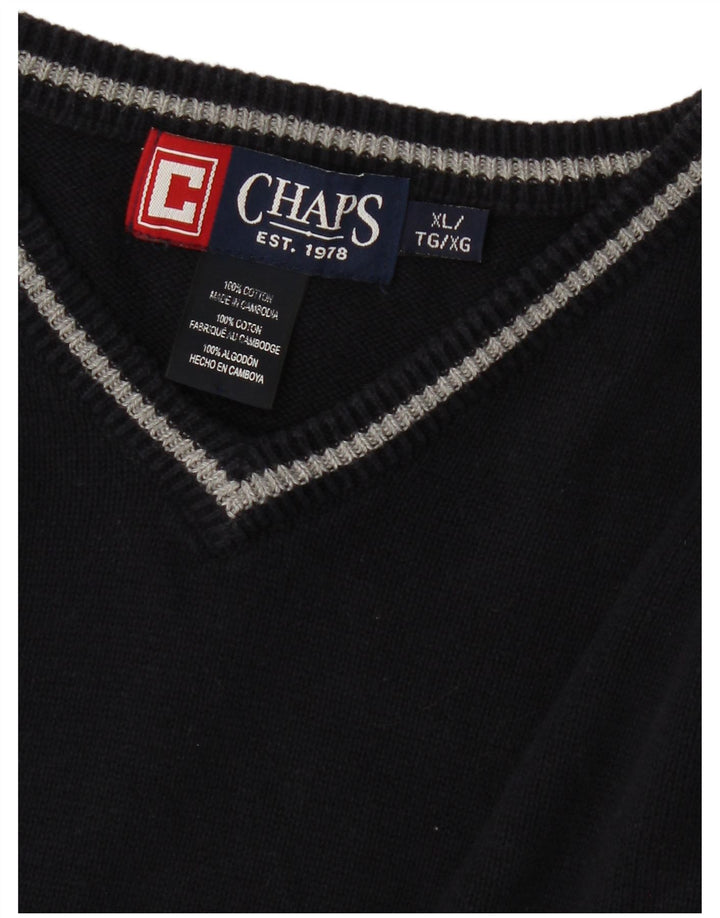 Maglione da uomo con scollo a V CHAPS XL in cotone blu navy