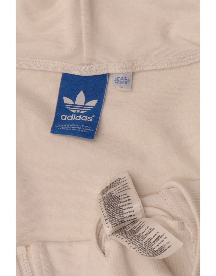 Felpa con cappuccio e zip Adidas da uomo grande in poliestere bianco
