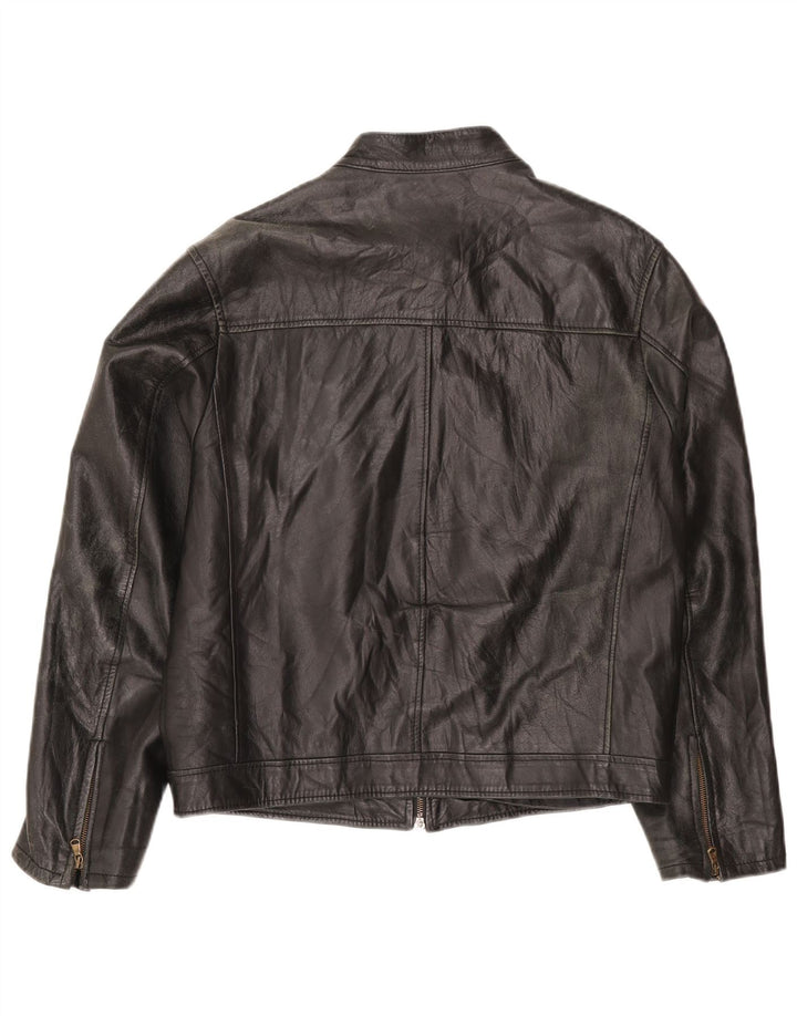 Giacca in pelle vintage da uomo IT 48 in pelle nera media
