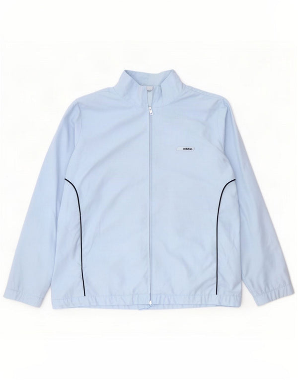 Adidas Womens Tracksuit Top Jacket UK 16 Large Blue Polyester