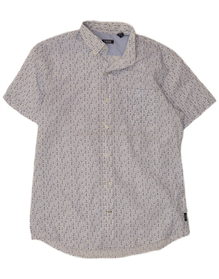 Camicia a maniche corte da uomo IZOD in cotone maculato blu medio