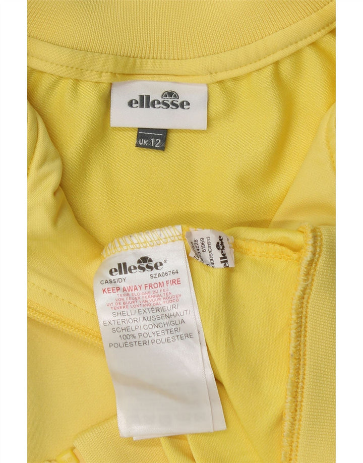 ELLESSE Womens Crop Tracksuit Top Jacket UK 12 Medium  Yellow Colourblock