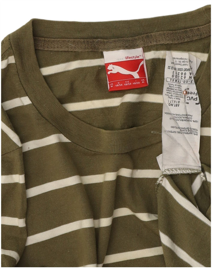 T-shirt da uomo Puma Top in cotone a righe medie kaki