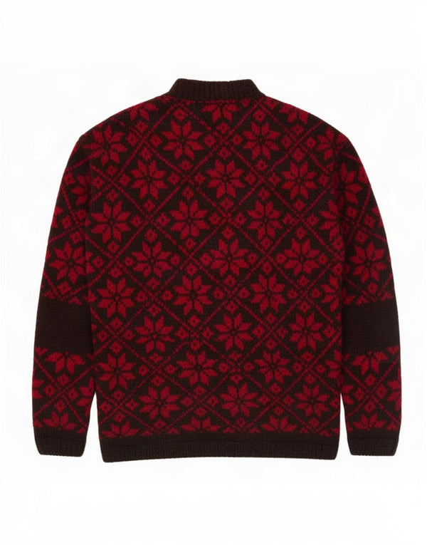 Maglione da donna vintage con collo dolcevita UK 16 Large Red Fair Isle