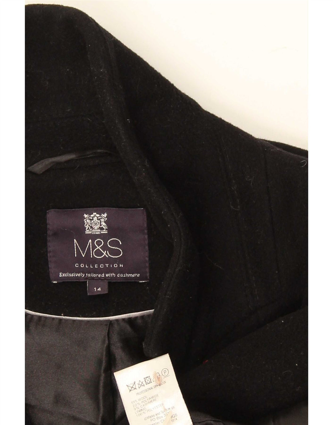 Cappotto da donna Marks & Spencer UK 14 grande lana nera