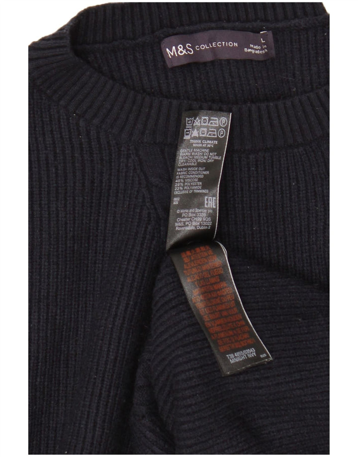 Maglione maglione girocollo da uomo Marks & Spencer grande in viscosa blu navy