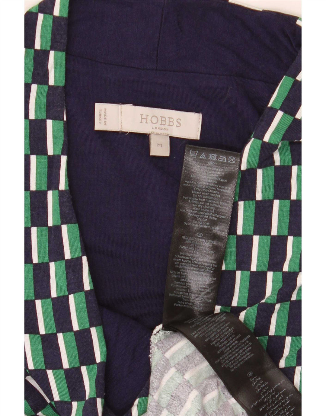 Camicetta da donna con maniche a 3/4 Hobbs UK 12 Viscosa geometrica verde medio