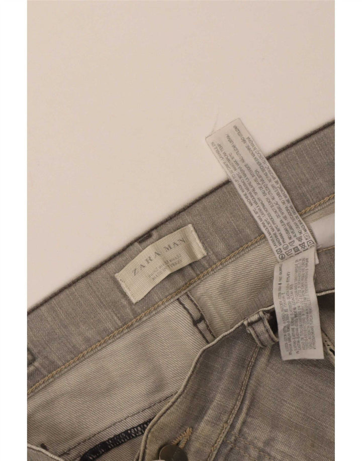 Jeans dritti da uomo Zara EU 42 Large W32 L28 Cotone grigio