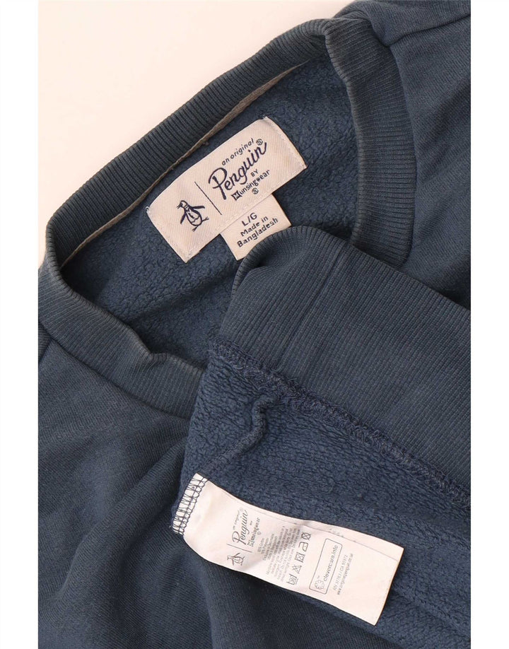 Felpa da uomo Penguin, maglione grande, cotone blu