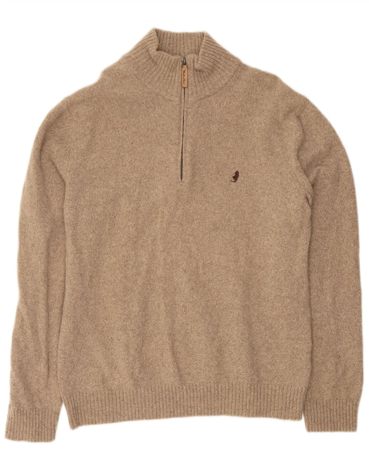Marlboro Classics Maglione da uomo con zip e collo 2XL Lana beige