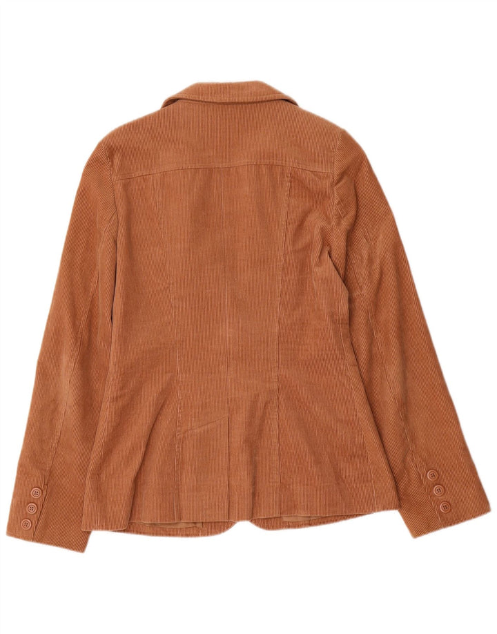 Giacca blazer in velluto a coste a 2 bottoni da donna Topshop UK 10 piccola in cotone marrone