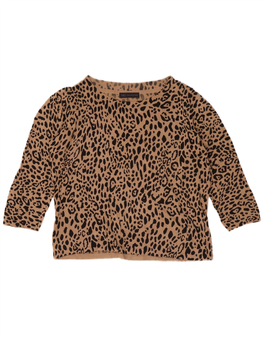 Maglione maglione girocollo corto da donna Marks & Spencer UK 12 Marrone medio