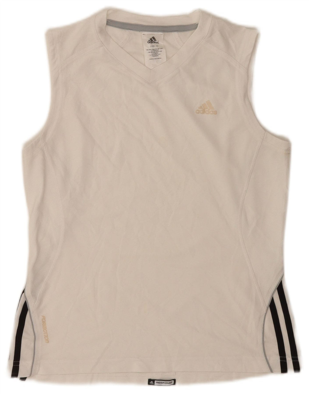 Canottiera Adidas da donna UK 10 piccola bianca in poliestere