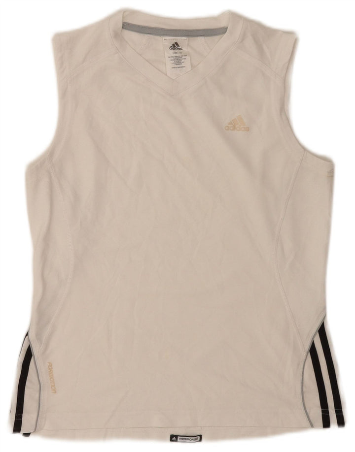 Canottiera Adidas da donna UK 10 piccola bianca in poliestere