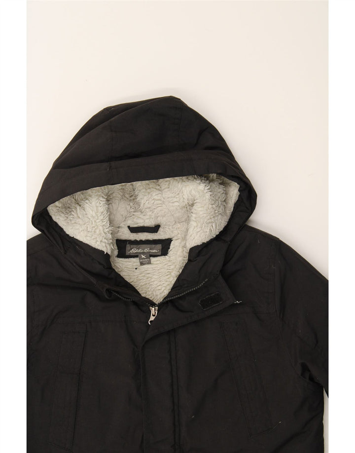 EDDIE BAUER Boys Hooded Parka Jacket 10-11 Years Medium Black Nylon Vintage Eddie Bauer and Second-Hand Eddie Bauer from Messina Hembry 