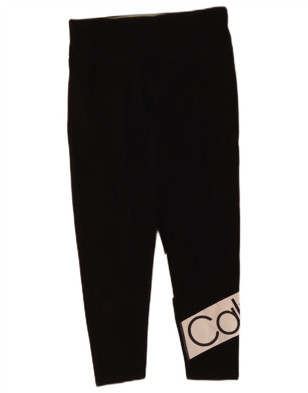 CALVIN KLEIN Leggings Capri con grafica da donna UK 14 Large Black Colourblock