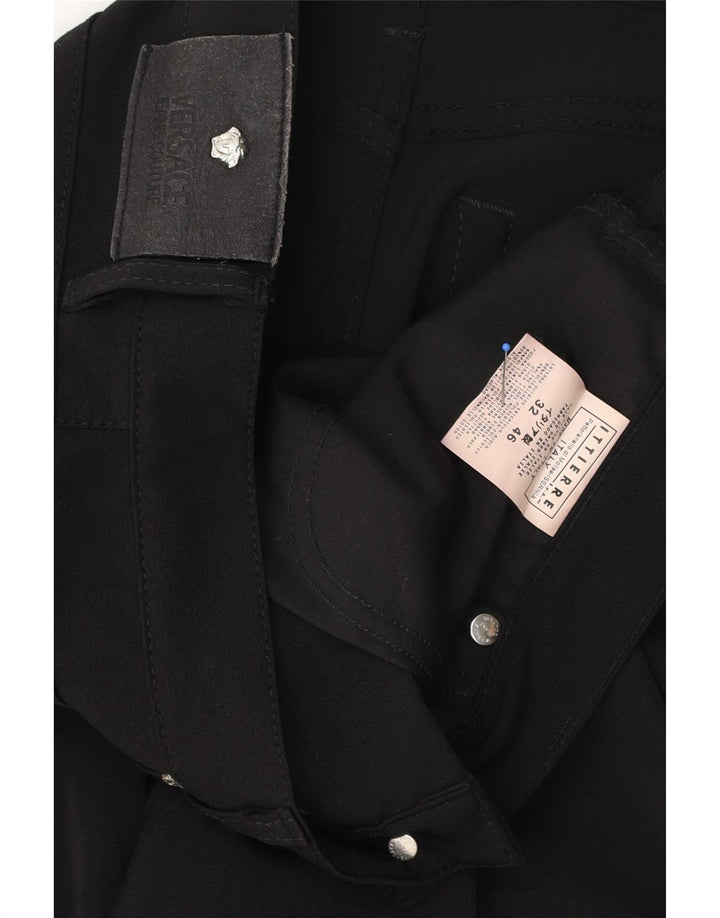 VERSACE Pantaloni casual dritti da uomo IT 46 Small W32 L30 Poliestere nero