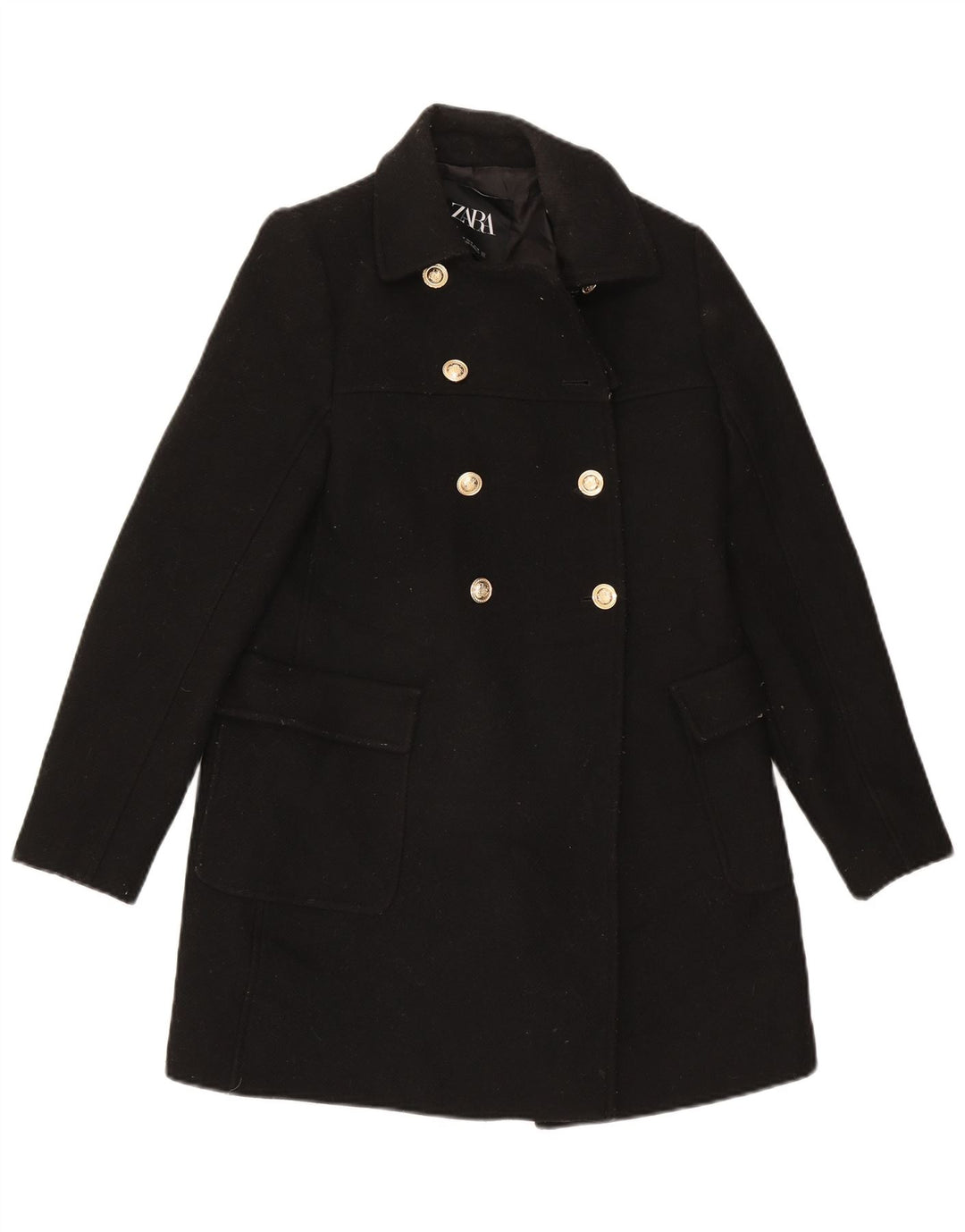 Cappotto doppiopetto da donna Zara UK 6 XS lana nera