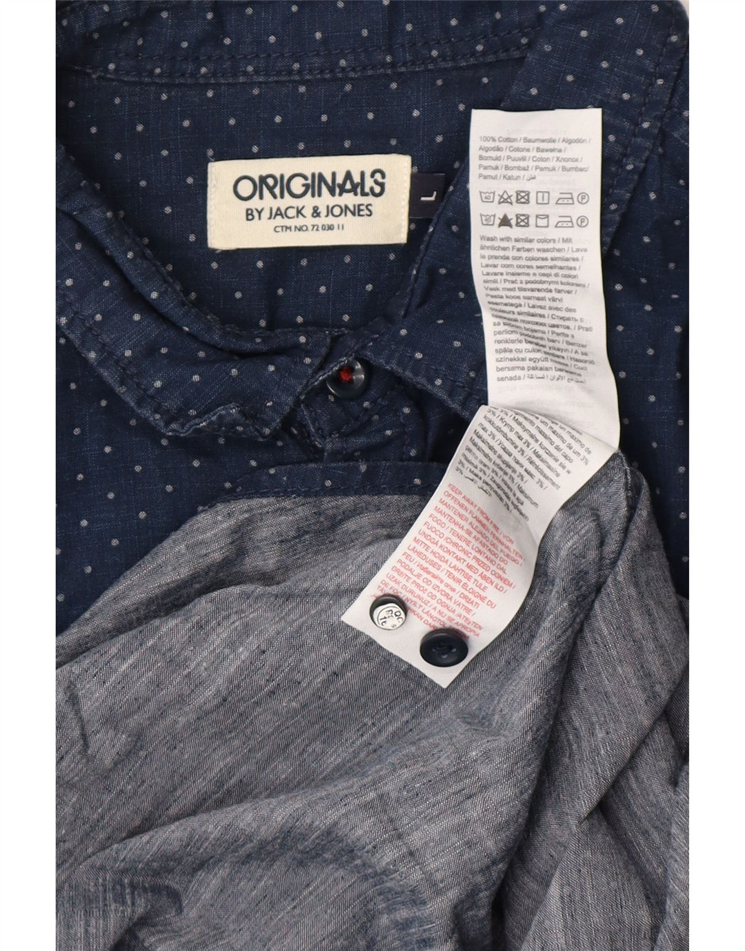JACK & JONES Camicia da uomo grande in cotone maculato blu navy