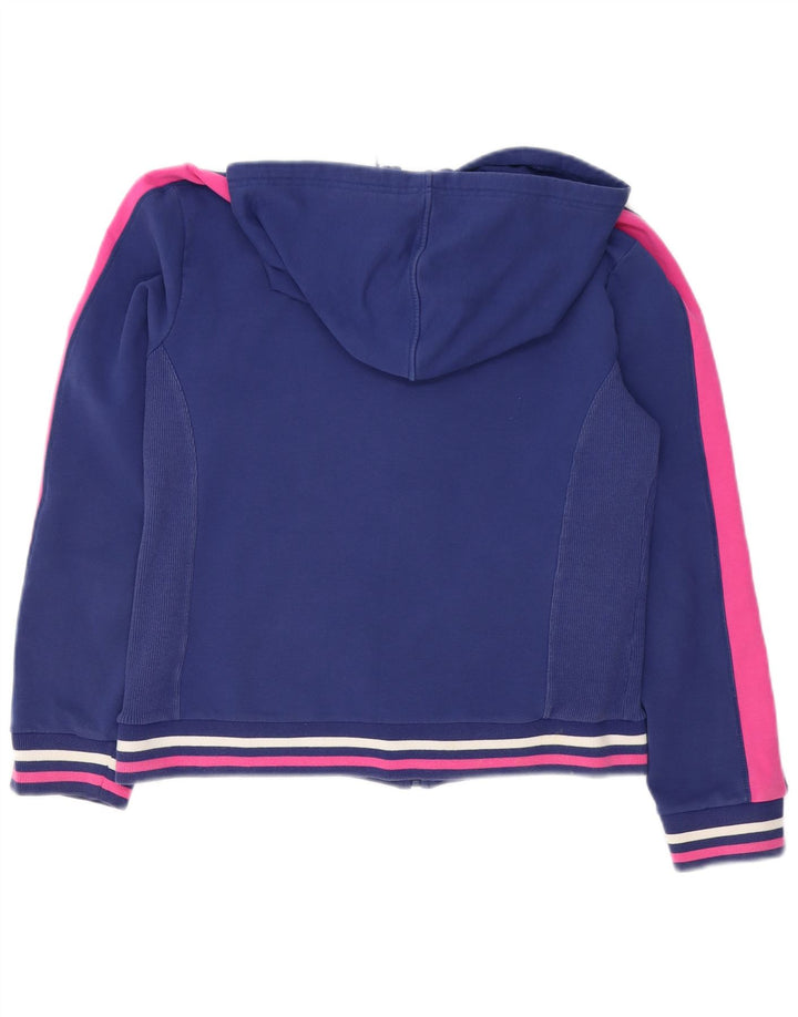 ELLESSE Maglione con cappuccio e zip da donna UK 16 Large Blu Navy Colourblock