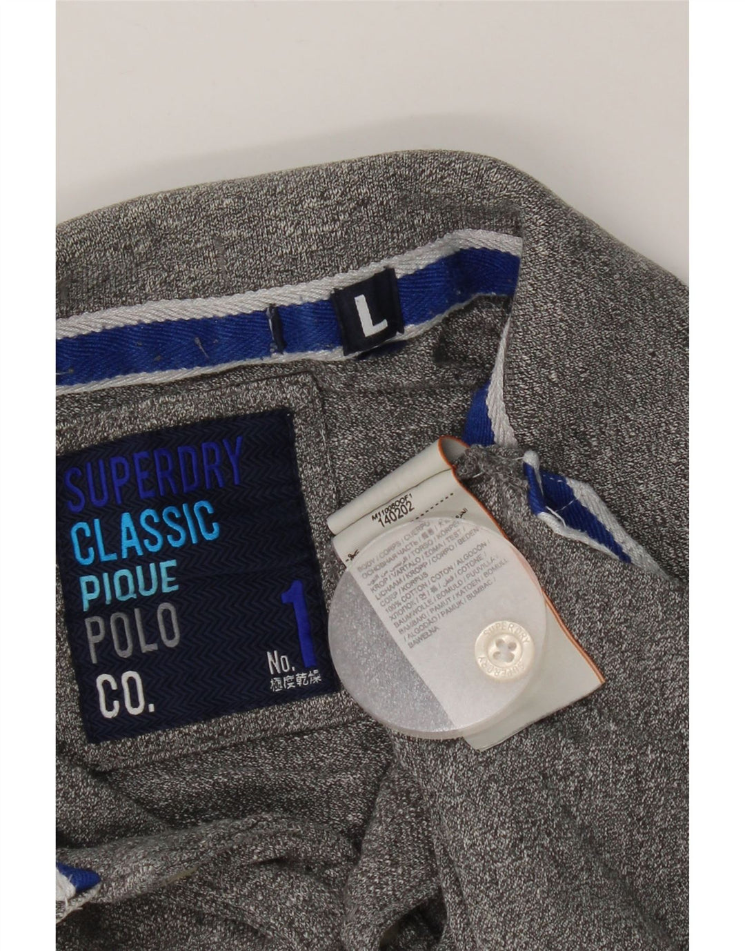 Polo da uomo Superdry Large in cotone chiazzato grigio