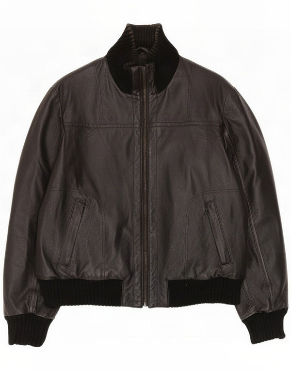 Giacca in pelle da uomo vintage UK 40 Large Nera