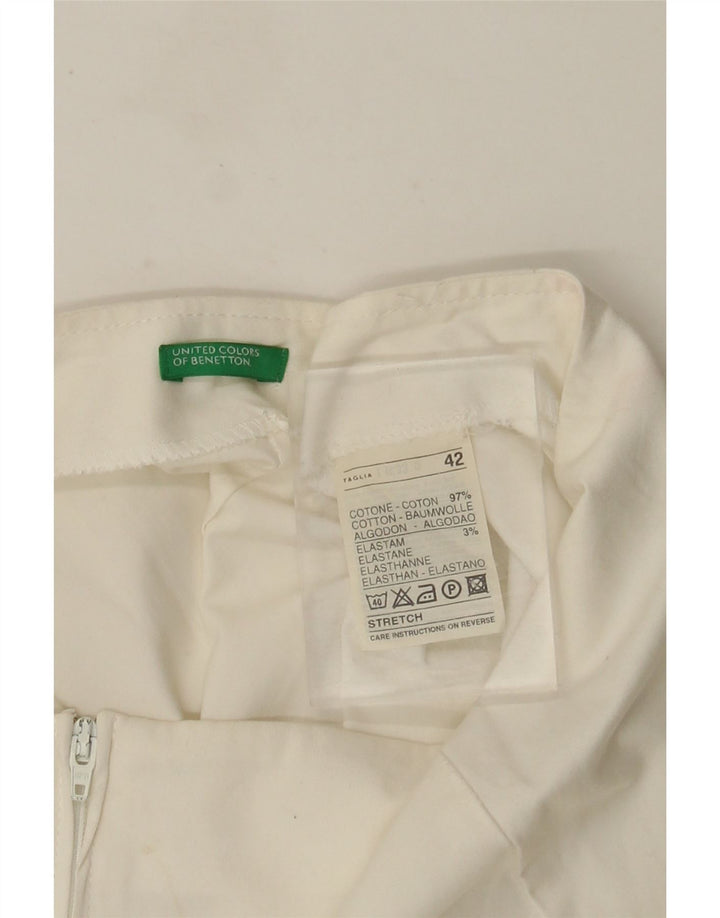 Gonna a trapezio da donna Benetton IT 42 media W28 cotone bianco