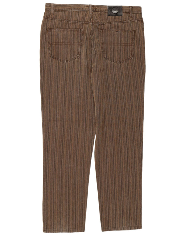 Pantaloni Casual Affusolati Trussardi Uomo W38 L32 Cotone Rigato Marrone