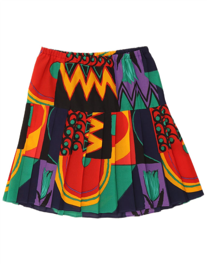 Gonna a pieghe vintage da donna media W30 poliestere geometrico multicolore