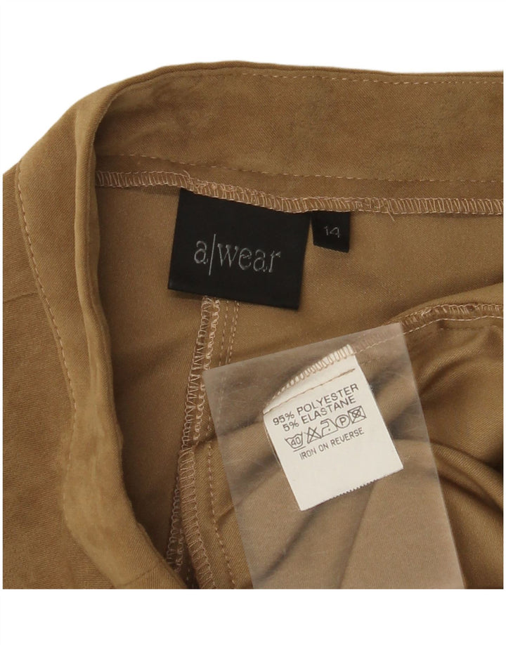 A WEAR Pantaloni casual bootcut da donna UK 14 Medium W30 L32 Poliestere beige