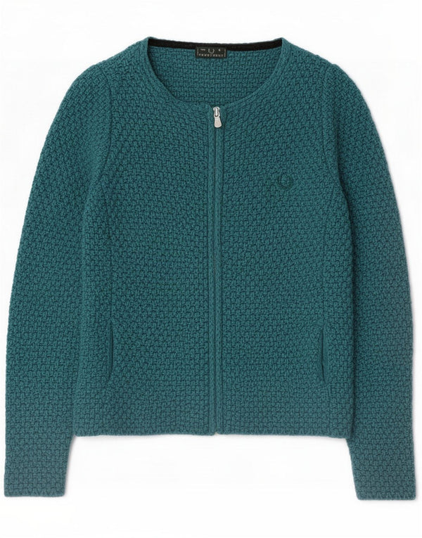 Maglione cardigan da donna Fred Perry UK 10 Small Green Wool