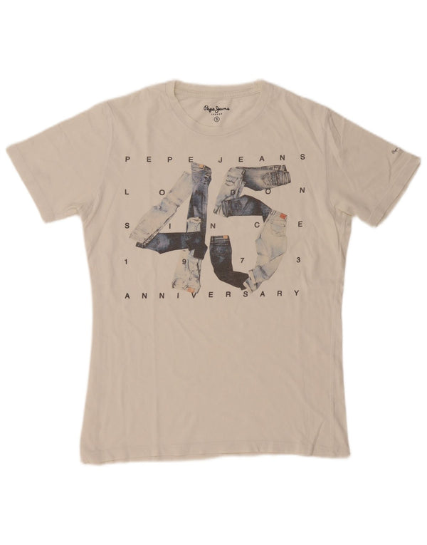 PEPE Jeans T-shirt grafica da uomo Top piccola bianco sporco