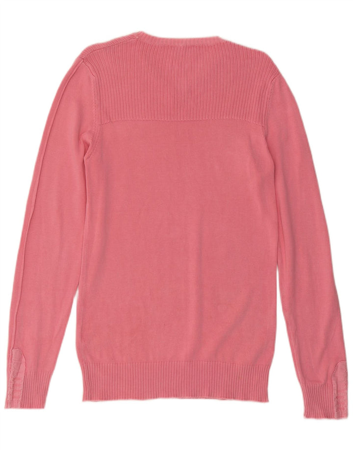 MOSCHINO Maglione da uomo con scollo a V piccolo in cotone rosa
