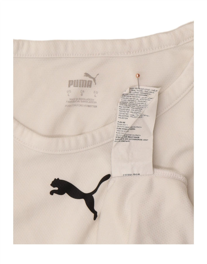 PUMA Mens T-Shirt Top Large White Colourblock Polyester